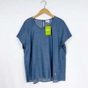 Kathmandu Sica Short Sleeve Cotton Top Women's 18 Deep Sea Blue Stripe